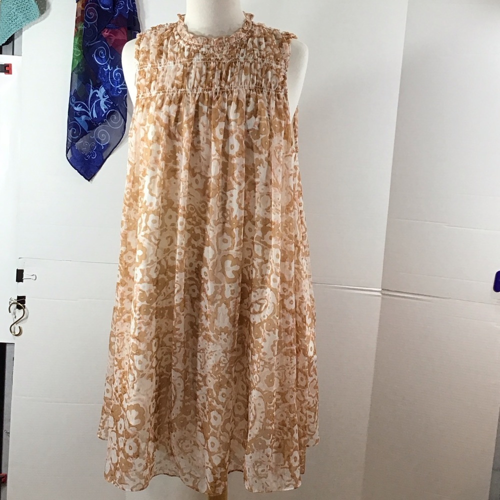 Joie limited edition brushed clay smocked swing dress L